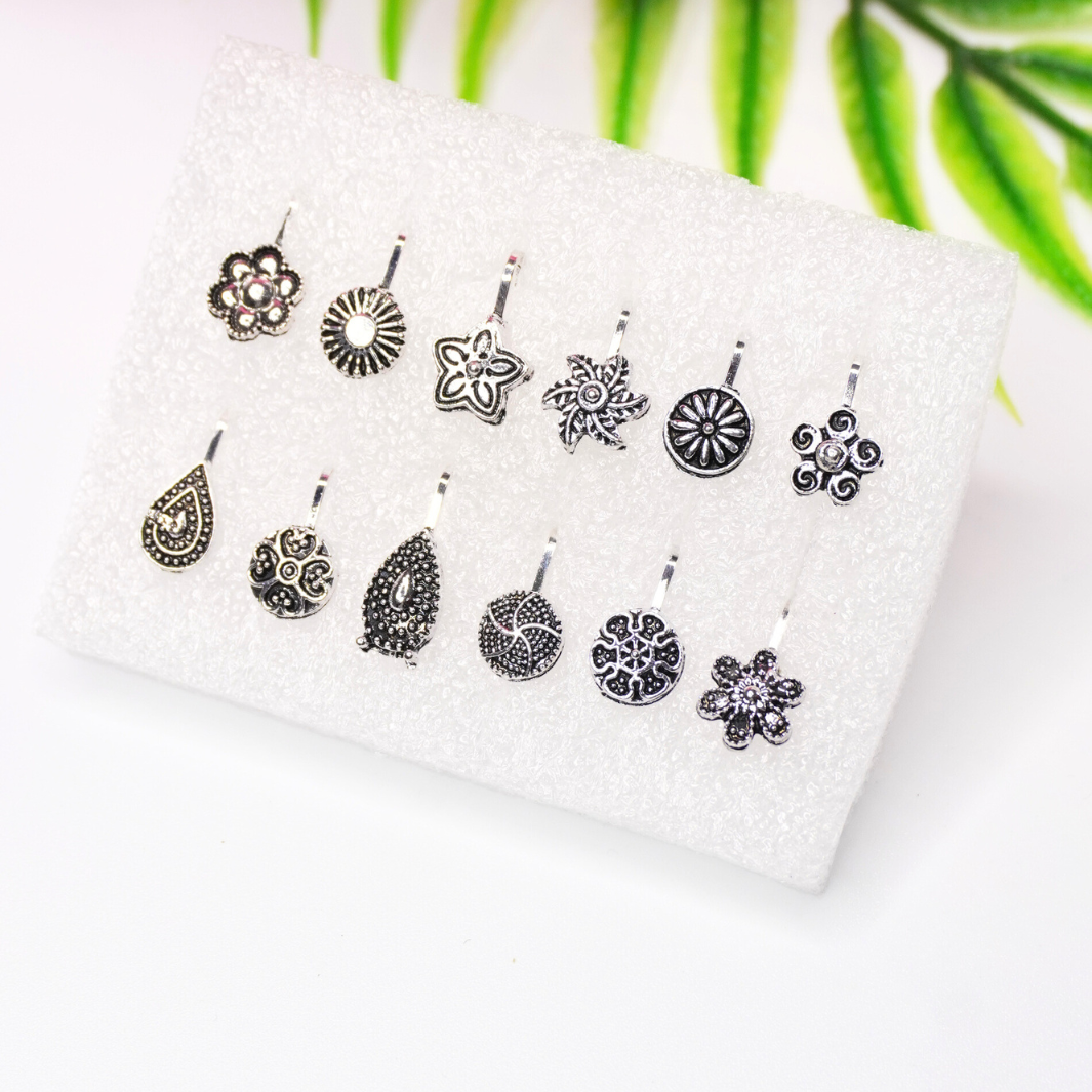 Stylish Silver Shade Nose Stud Combo