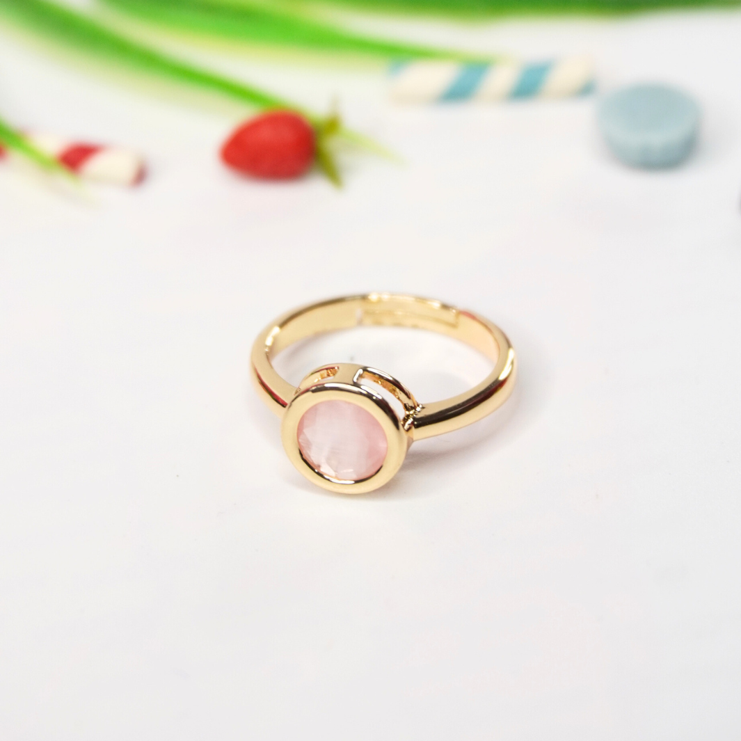 Elegant Adjustable Gold-Finish Ring with Stone