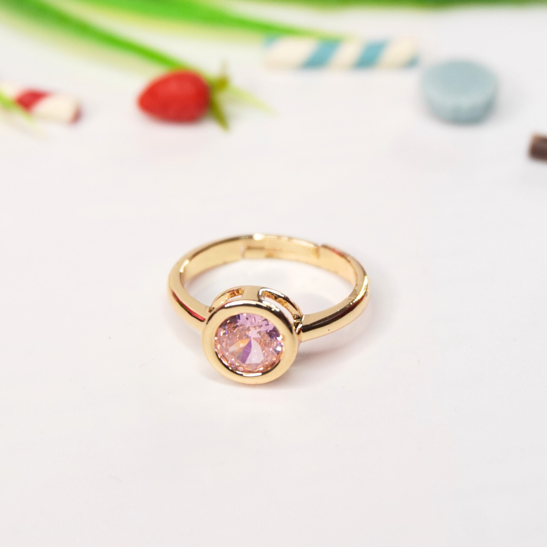 Elegant Adjustable Gold-Finish Ring with Stone