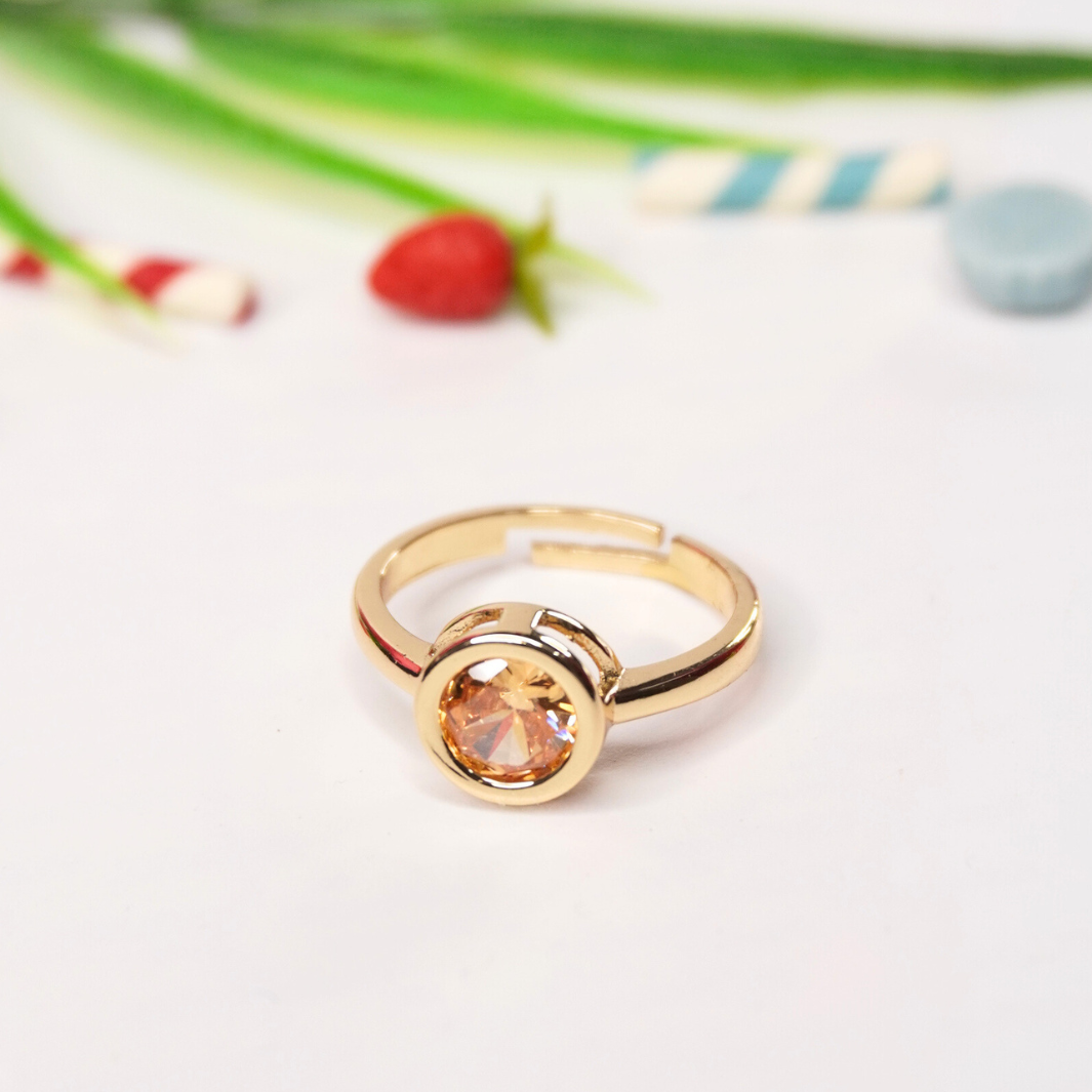 Elegant Adjustable Gold-Finish Ring with Stone