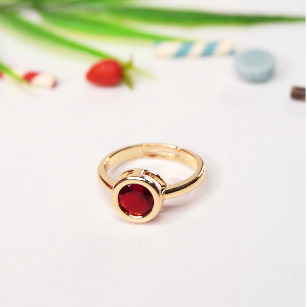 Elegant Adjustable Gold-Finish Ring with Stone