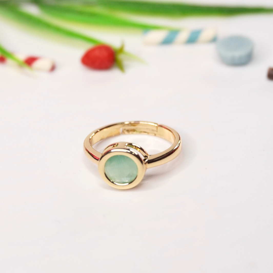 Elegant Adjustable Gold-Finish Ring with Stone