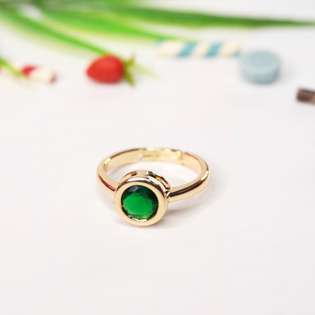 Elegant Adjustable Gold-Finish Ring with Stone