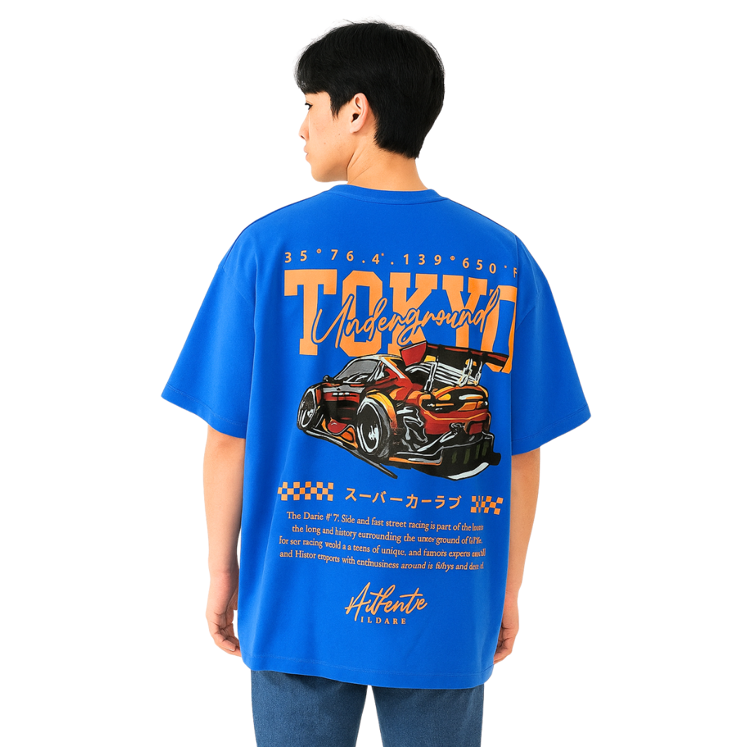 Men's Blue Oversized T Shirt