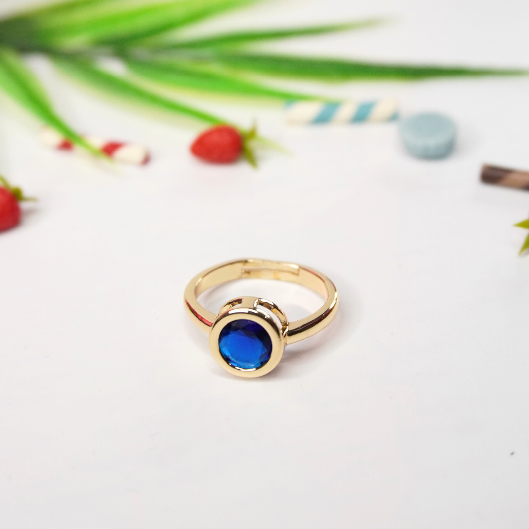 Elegant Adjustable Gold-Finish Ring with Stone