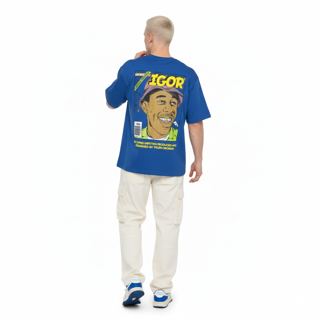 Men's Dark Blue Oversized T Shirt