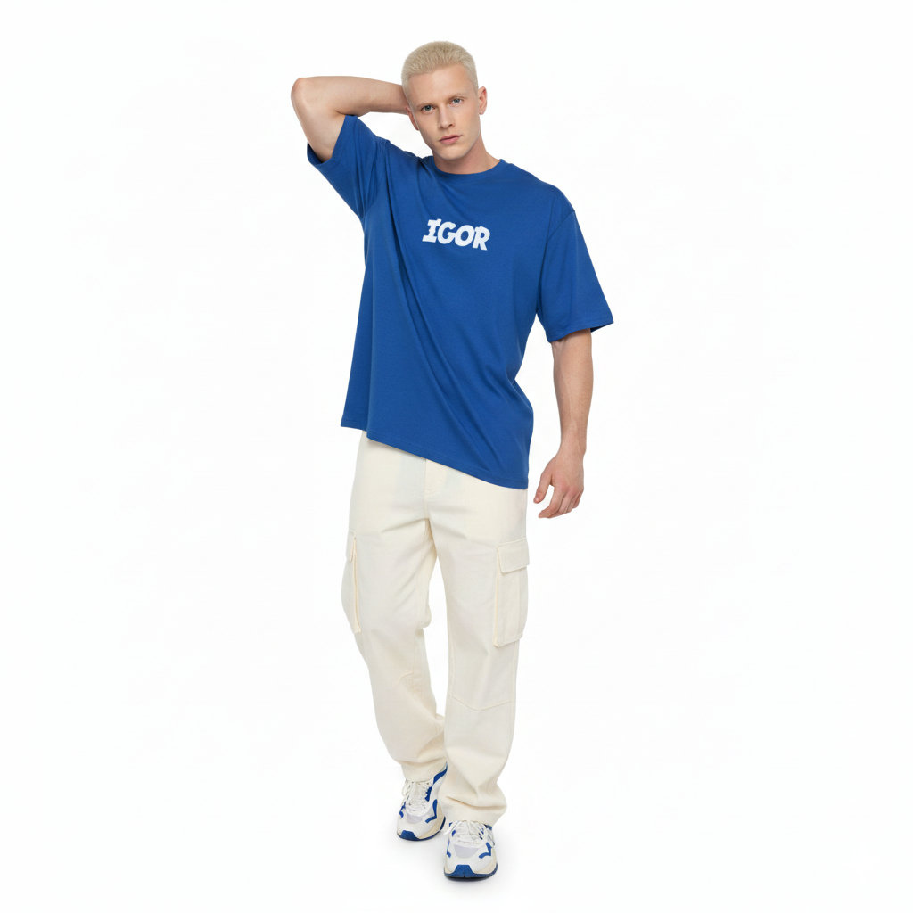 Men's Dark Blue Oversized T Shirt