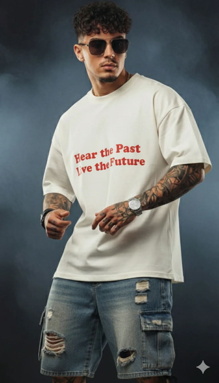 Men's Blue Oversized T Shirt