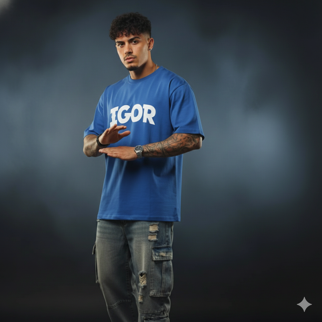 Men's Dark Blue Oversized T Shirt