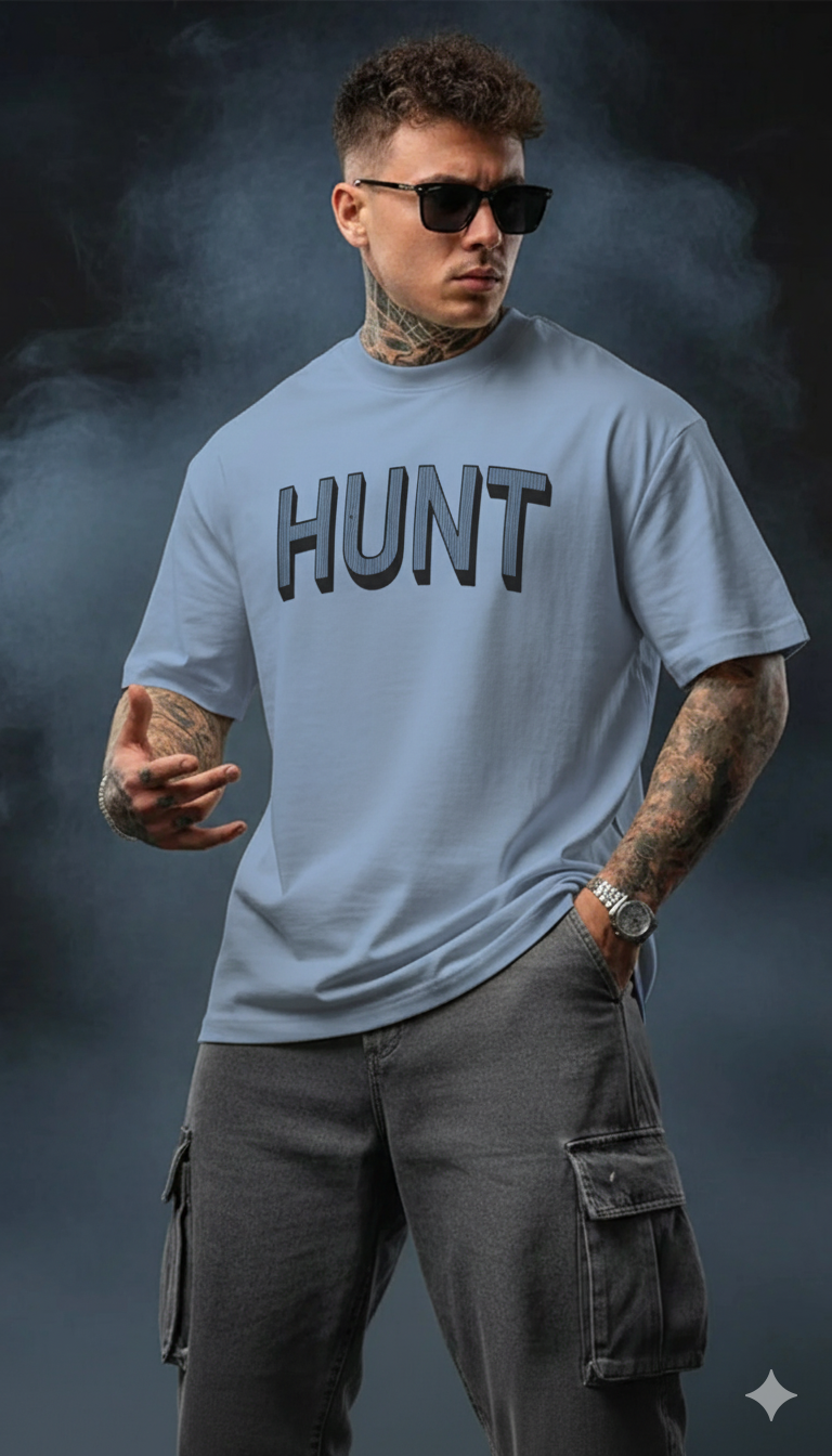 Men's Light Blue Oversized T Shirt