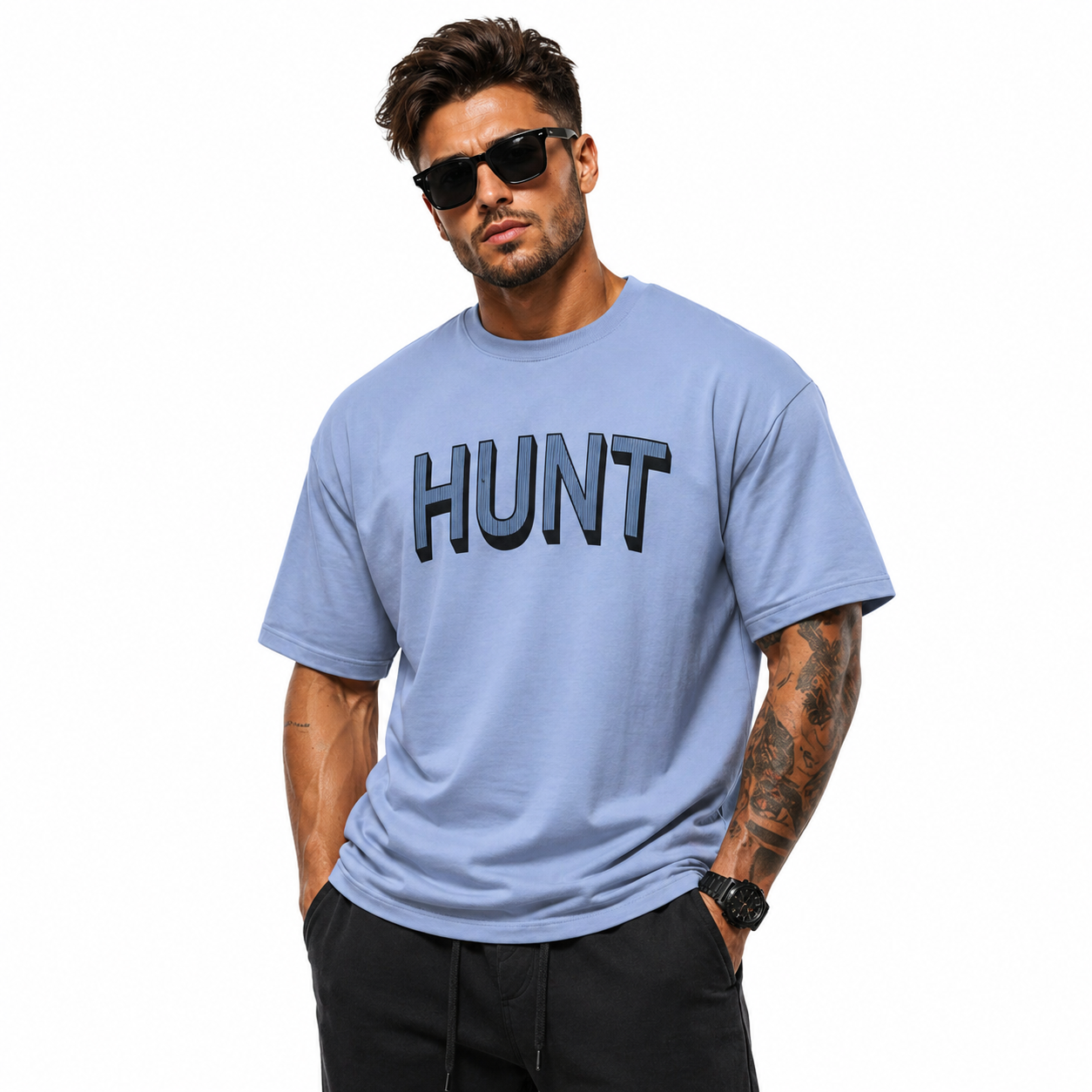 Men's Light Blue Oversized T Shirt