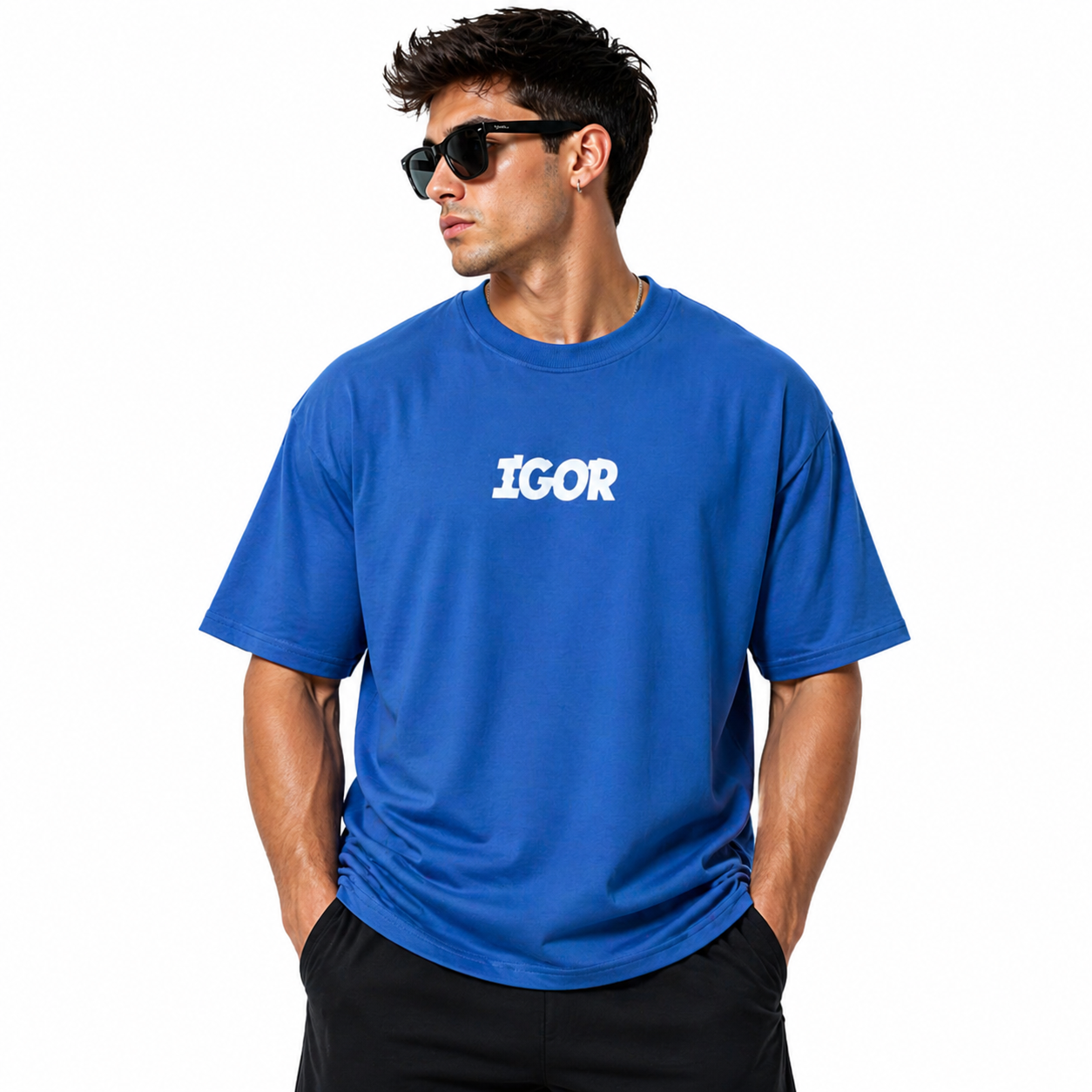 Men's Dark Blue Oversized T Shirt